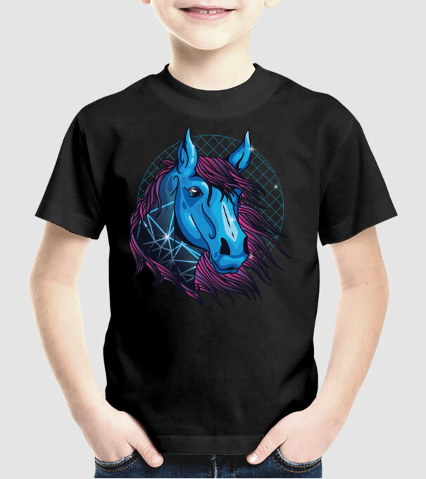 Cal neon pentru călăreți model negru pe tricou