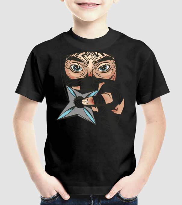 Cap de ninja model negru pe tricou