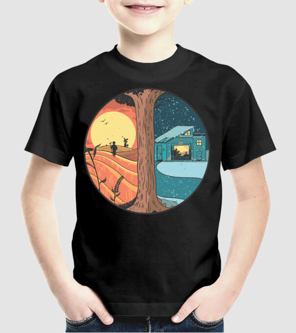 Vară vs iarnă model negru pe tricou