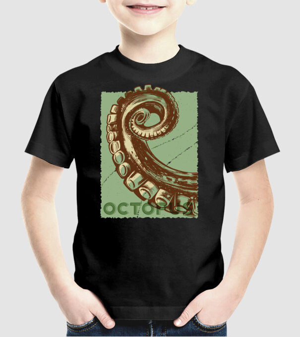 Caracatiță Octopus model negru pe tricou