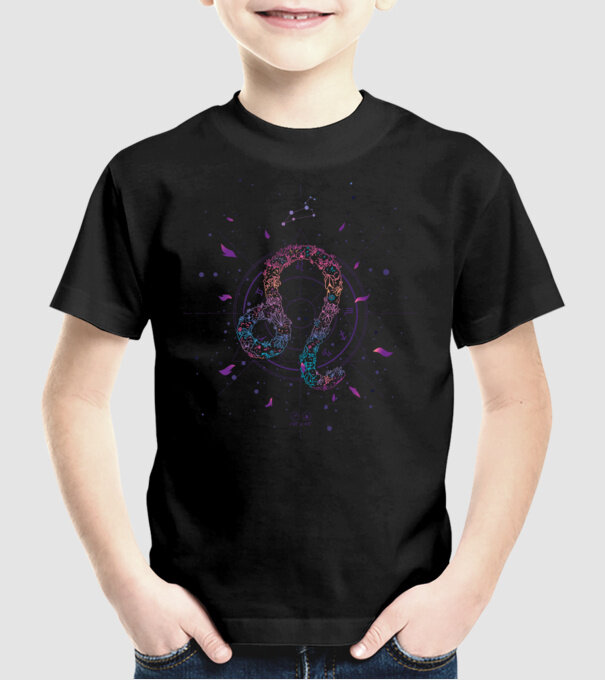 Leo Zodiac model negru pe tricou