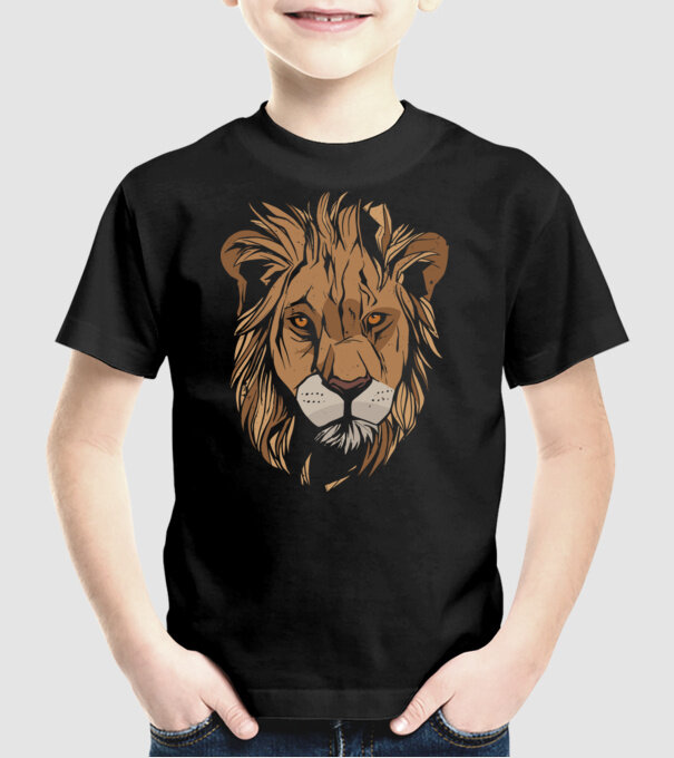 Cap de leu model negru pe tricou