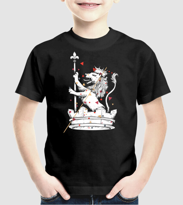 Leu Coroană model negru pe tricou