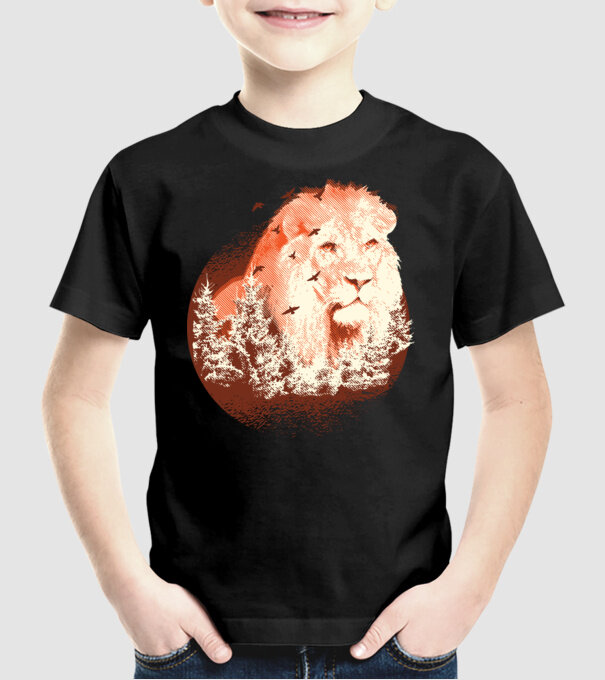Tricou Leu Natură model negru pe tricou