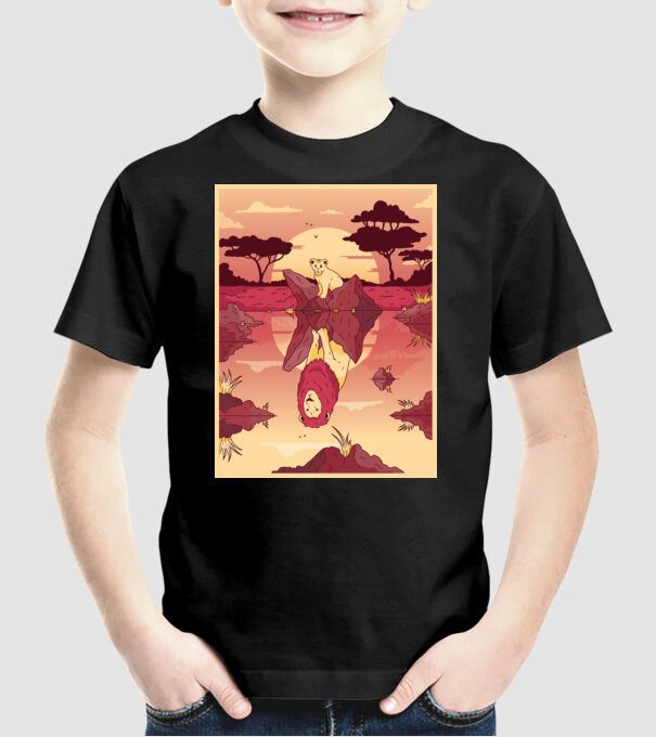 Reflecție leu model negru pe tricou