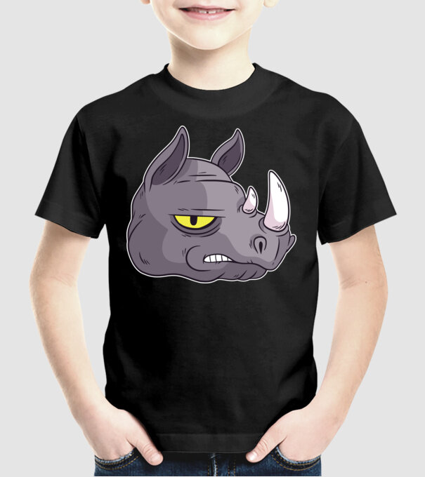 Cap de rinocer model negru pe tricou