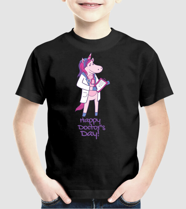 Medic Unicorn model negru pe tricou