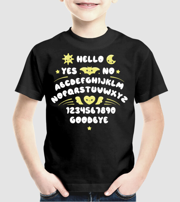 Motiv Ouija model negru pe tricou