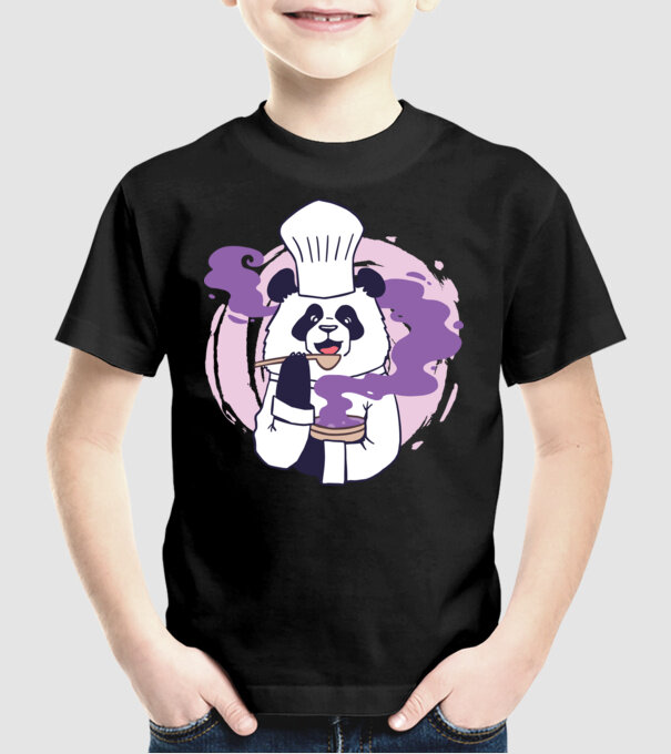 Panda Chef model negru pe tricou
