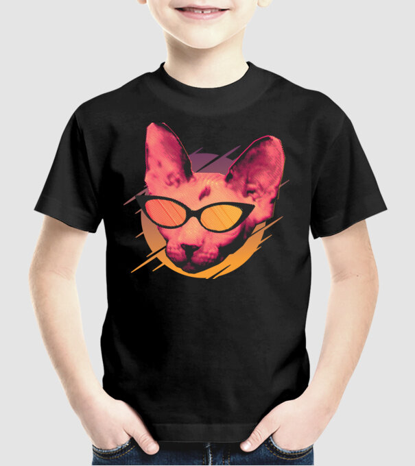 Pisică Petrecere model negru pe tricou