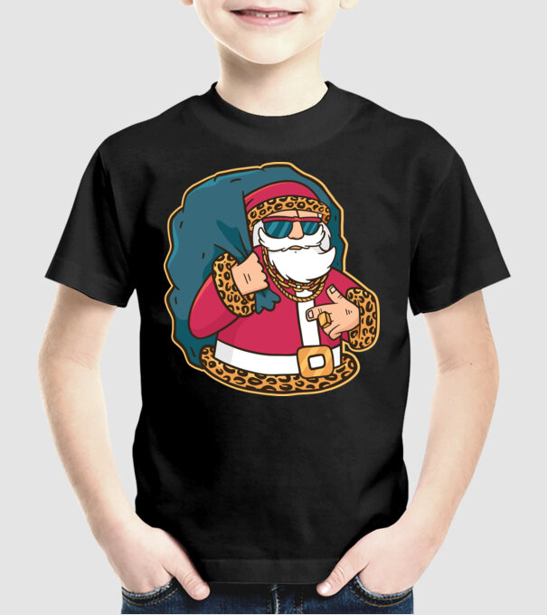 Moș Crăciun Pimp model negru pe tricou