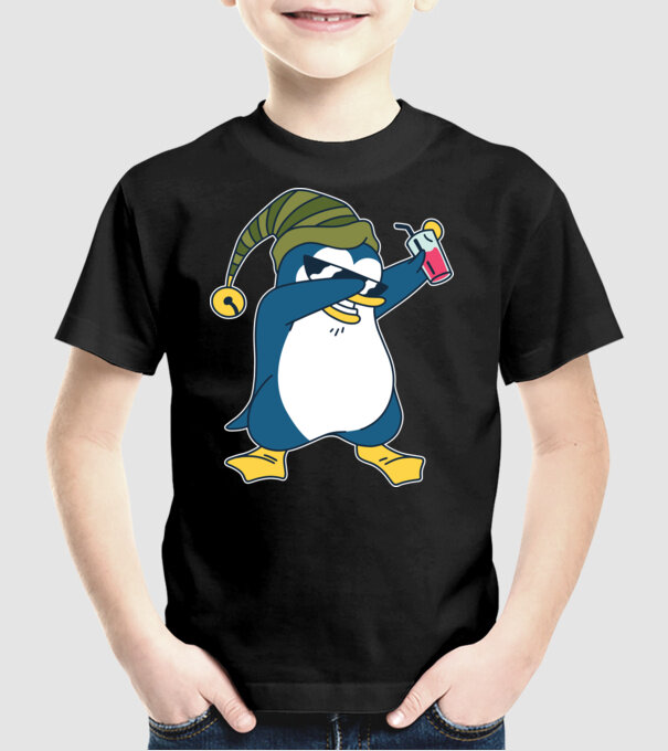 Pinguin DAB model negru pe tricou