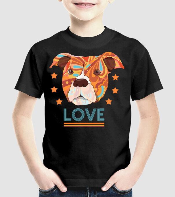 Dragoste Pitbull model negru pe tricou