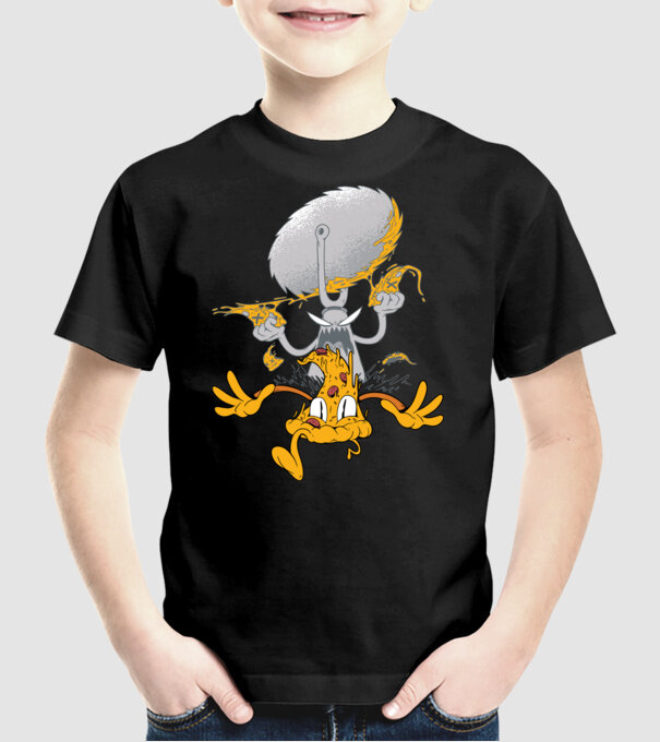 Monstru tăietor de Pizza model negru pe tricou