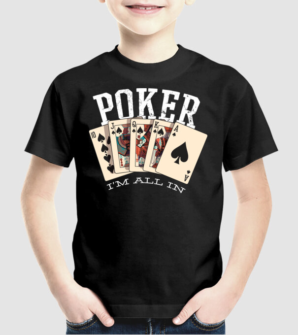 Poker All in model negru pe tricou