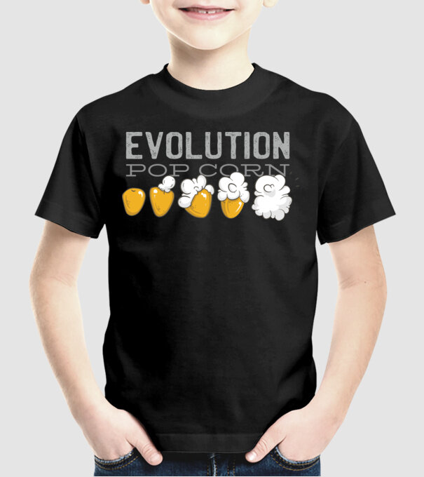 Evoluție Popcorn model negru pe tricou
