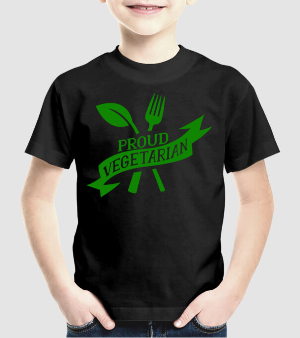 Proud Vegetarian model negru pe tricou
