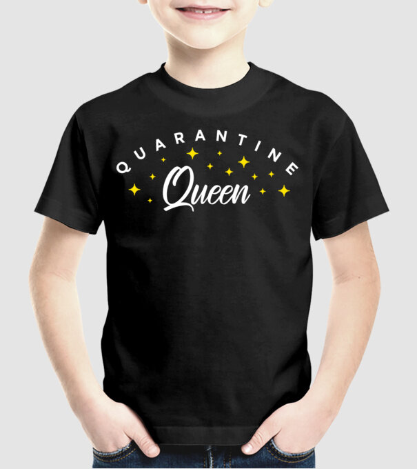 Quarantine queen model negru pe tricou