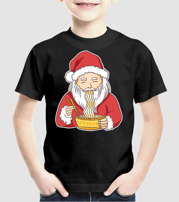 Moș Crăciun Ramen model negru pe tricou