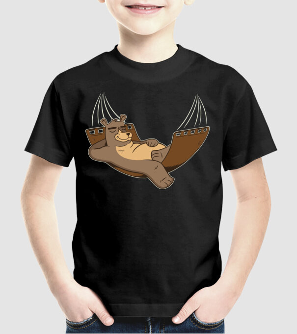 Urs Relax model negru pe tricou