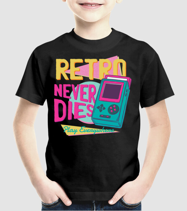 Retro Gameboy model negru pe tricou