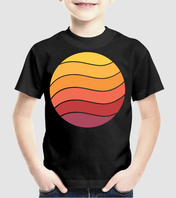 Fond Retro Apus de soare model negru pe tricou