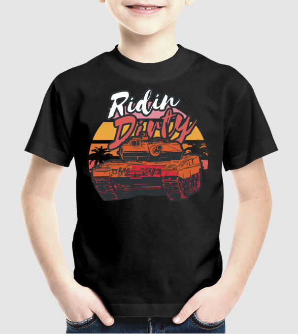 Ridin Dirty tricou cu tanc model negru pe tricou