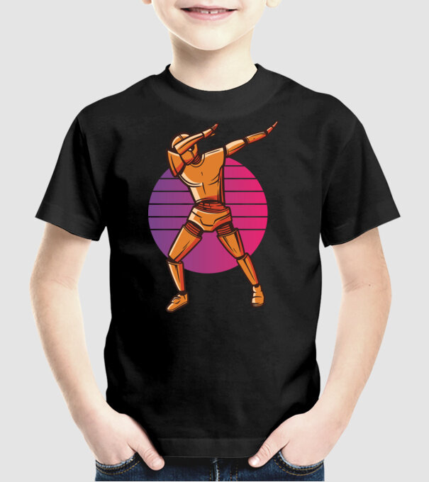Robot DAB model negru pe tricou