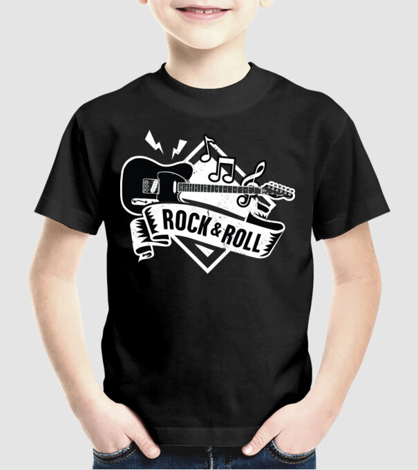 Rock & Roll chitară model negru pe tricou
