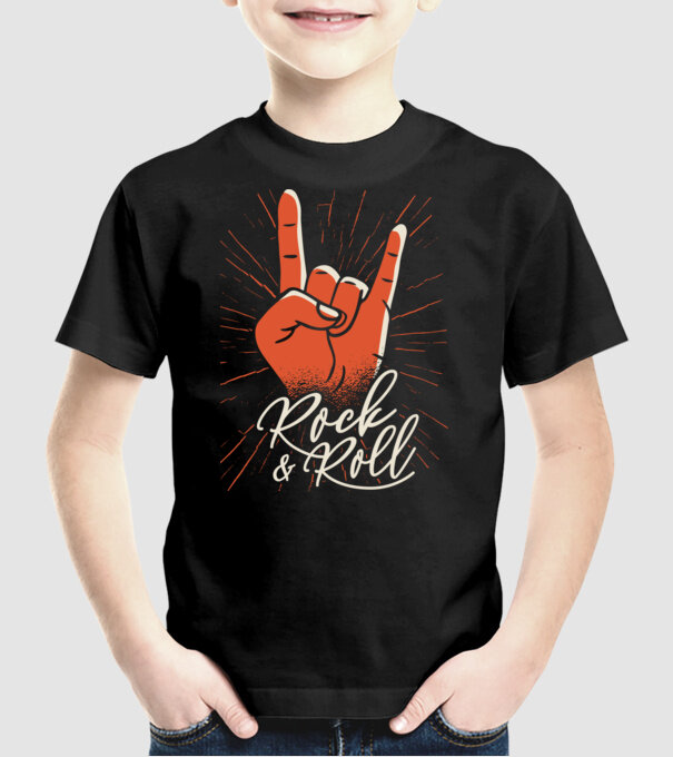 Rock and Roll model negru pe tricou