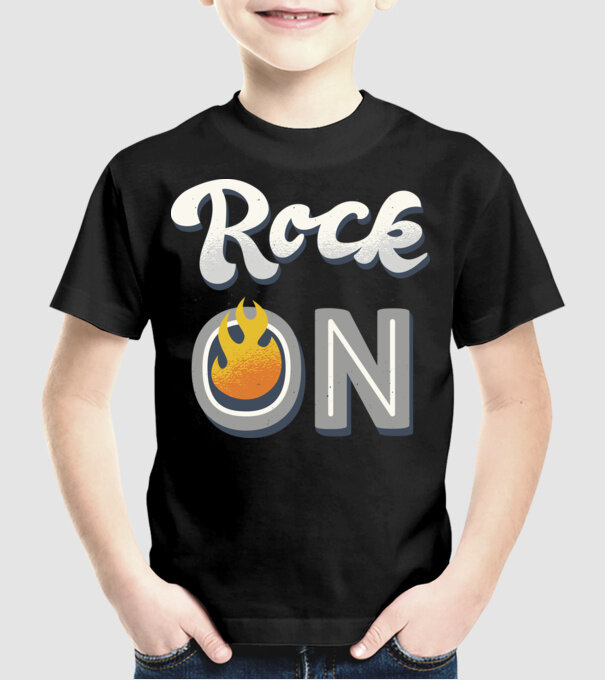 Rock On model negru pe tricou