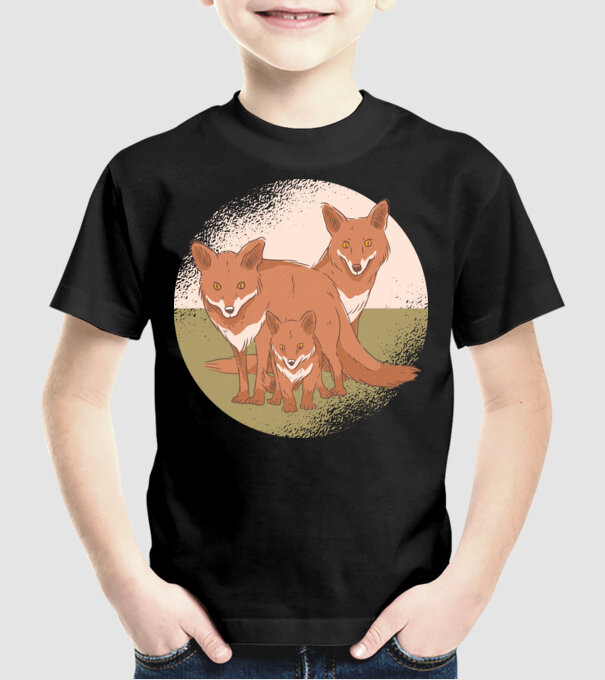 Familie Vulpe model negru pe tricou