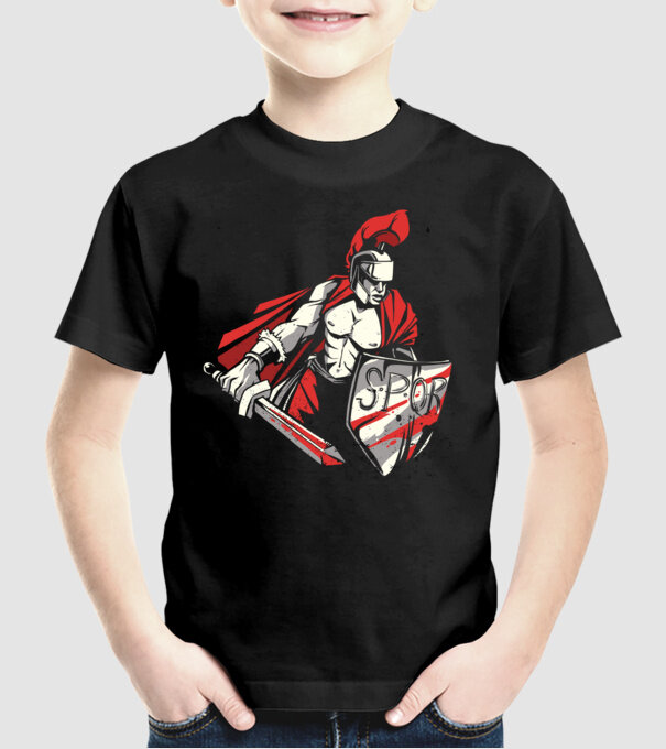 SPQR războinic Roman model negru pe tricou