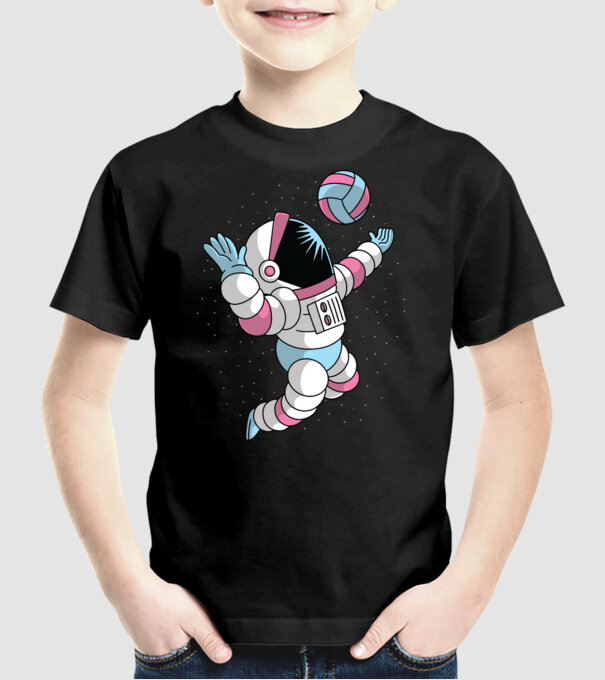 Astronaut voleibalist model negru pe tricou