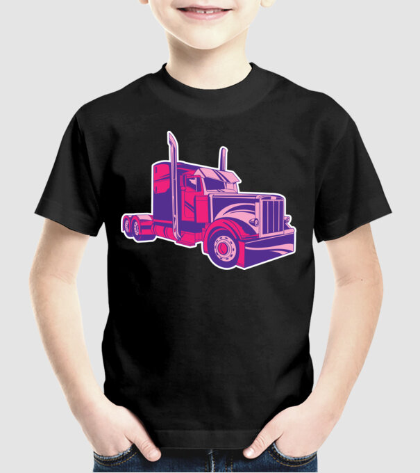 Camion roz model negru pe tricou