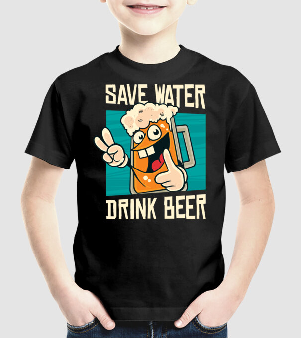 Save water, drink beer tricou amuzant bere model negru pe tricou