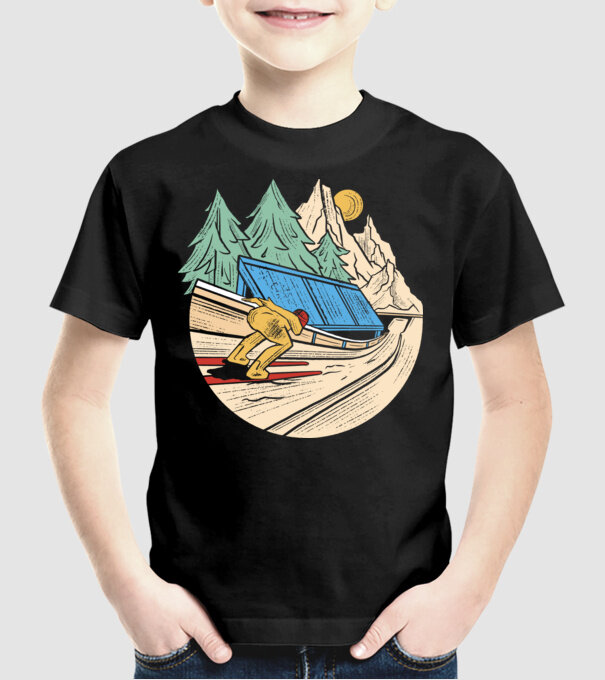 Săritor cu schiuri model negru pe tricou