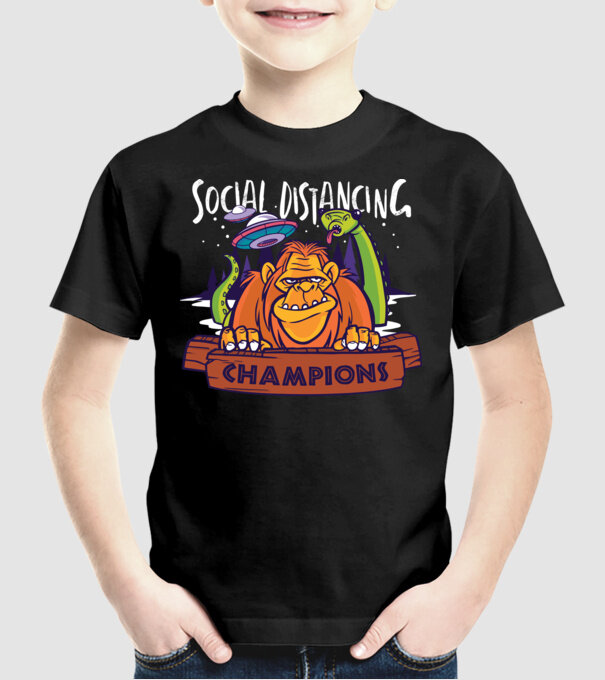 Campioni Social Distancing model negru pe tricou