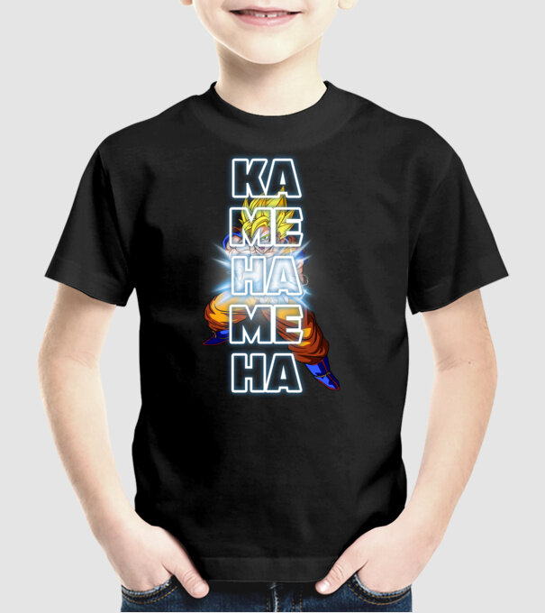 Son Goku Kamehameha model negru pe tricou