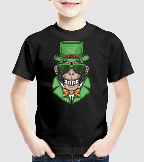 Sfântul Patrick Maimuță model negru pe tricou
