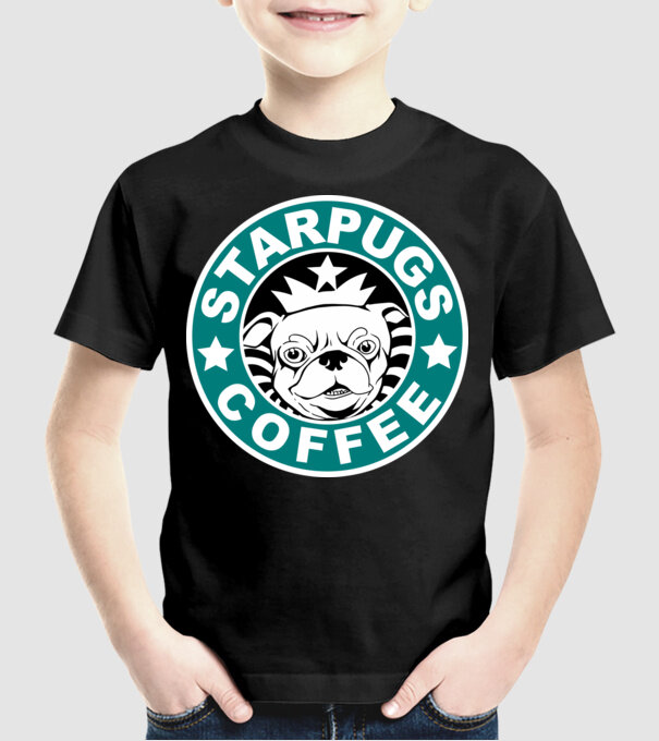 Starpugs Coffee model negru pe tricou