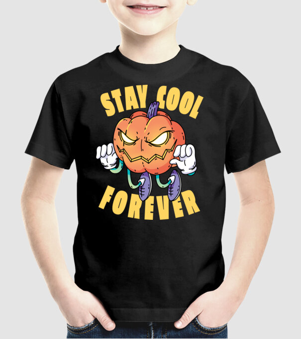 Dovleac de Halloween Stay Cool Forever model negru pe tricou