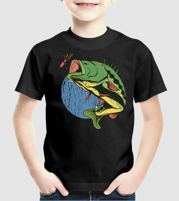Biban Pescar model negru pe tricou