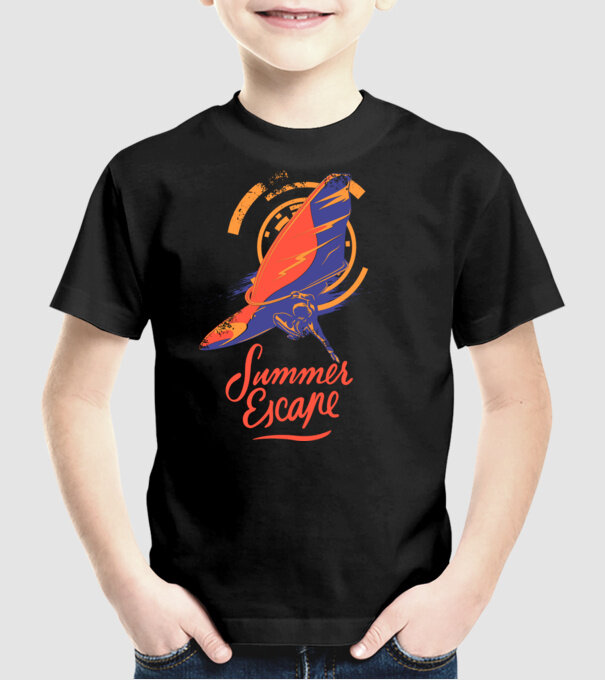 Summer escape Surf model negru pe tricou