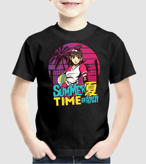 Summer Girl Anime Fată Manga model negru pe tricou
