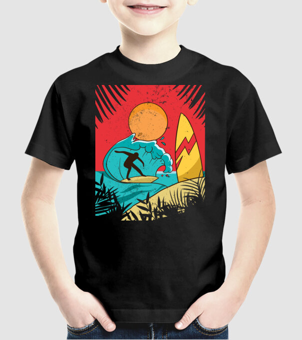 Afiș Surf model negru pe tricou