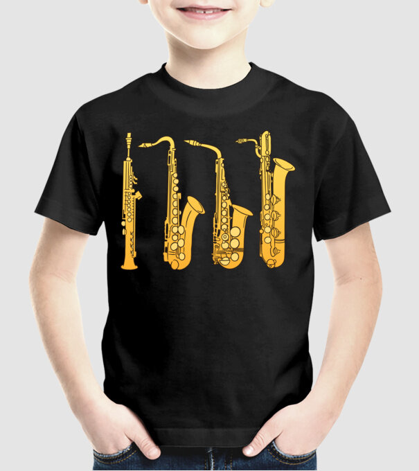 Saxofoane model negru pe tricou