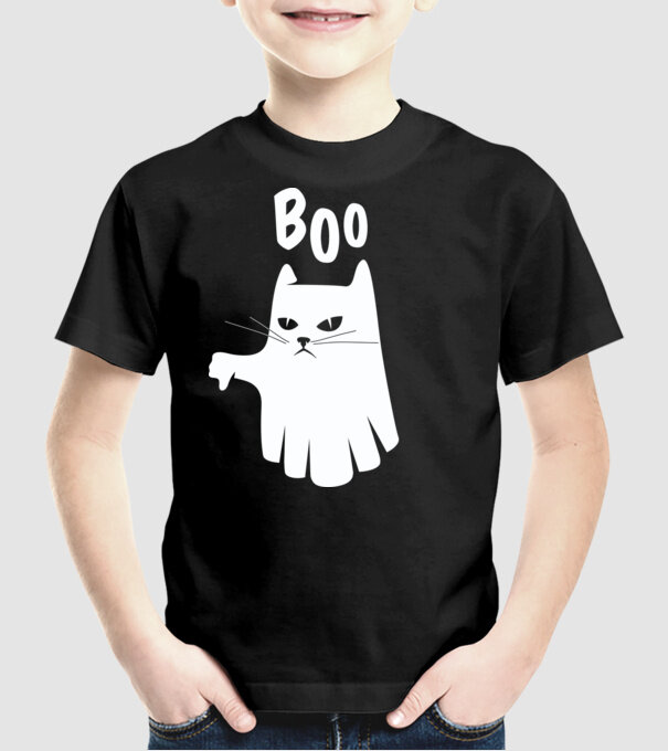 Pisică Fantomă model negru pe tricou