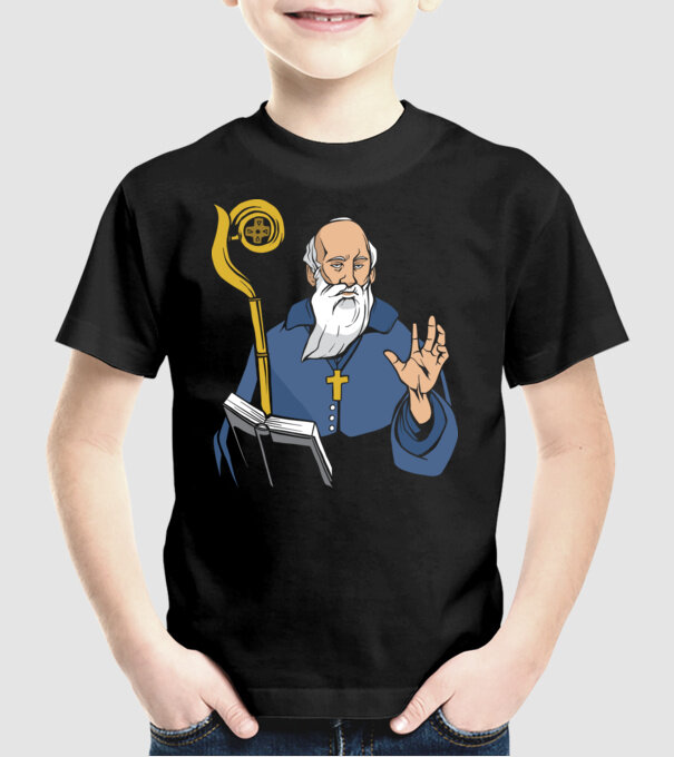 Sfântul Benedict model negru pe tricou