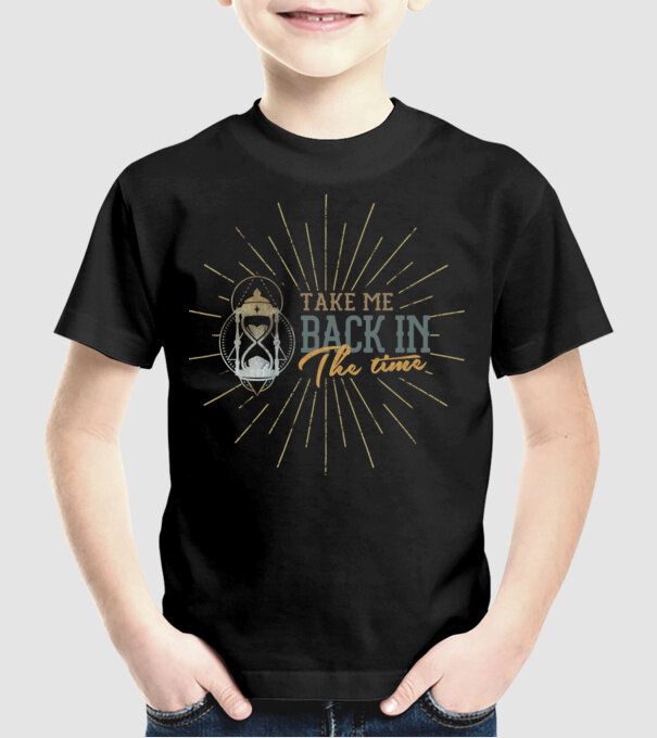 Take me back in the time model negru pe tricou